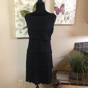 Scallop layered black dress